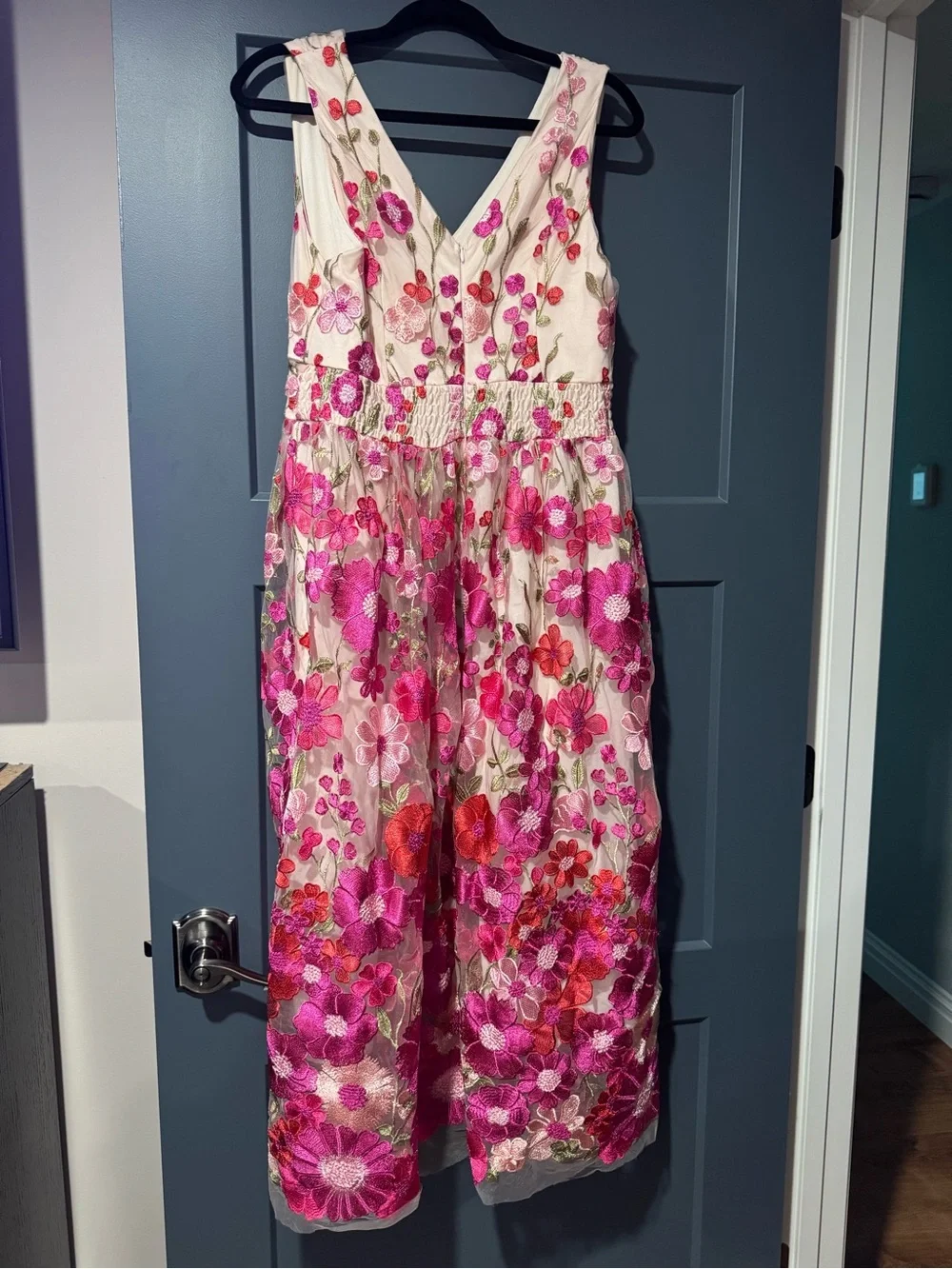 Baltic Born Pink and Cream Floral Midi Dress - Picture 2 of 2